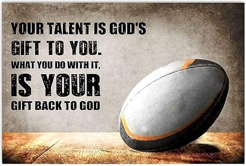 rayprint Football Inspirational Quotes Metal Tin Signs You Talent Is God's Gift To You Retro Posters Football Club Plaque Decorations Home Farmhouse Garage Wall Decor 12x16inch