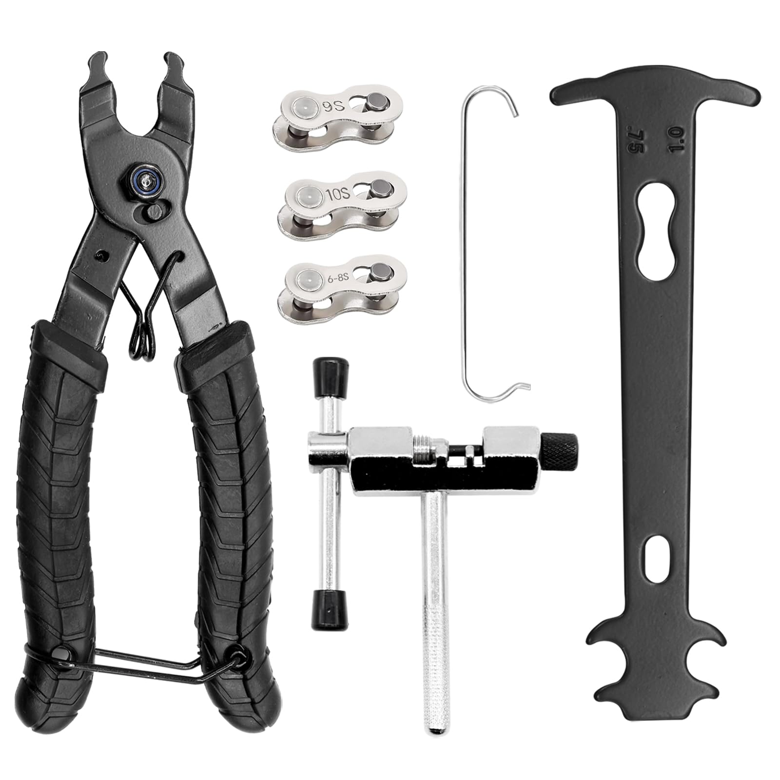 Strumenti di Riparazione Biciclette, Kit di Riparazione Catena per Bicicletta con Pinze per Catena e 3 paia di Catene per Bicicletta per Set di Attrezzi per Catena per Bicicletta a Griglia 6-12
