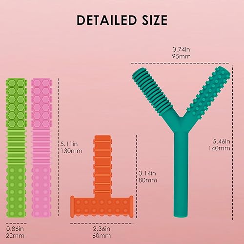 Miniatura 4 de ERKOON Juguetes sensoriales masticables para niños autistas, paquete de 4 tubos masticables de silicona para niños sensoriales con autismo,