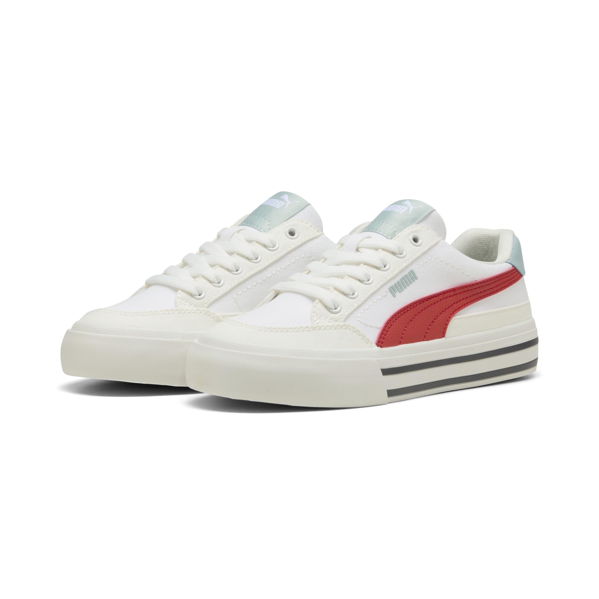 Puma Unisex Kinder Court Classic Vulc ShoesPUMA Court Classic Vulc Sneaker, Weiß/Schwarz, Größe 47
