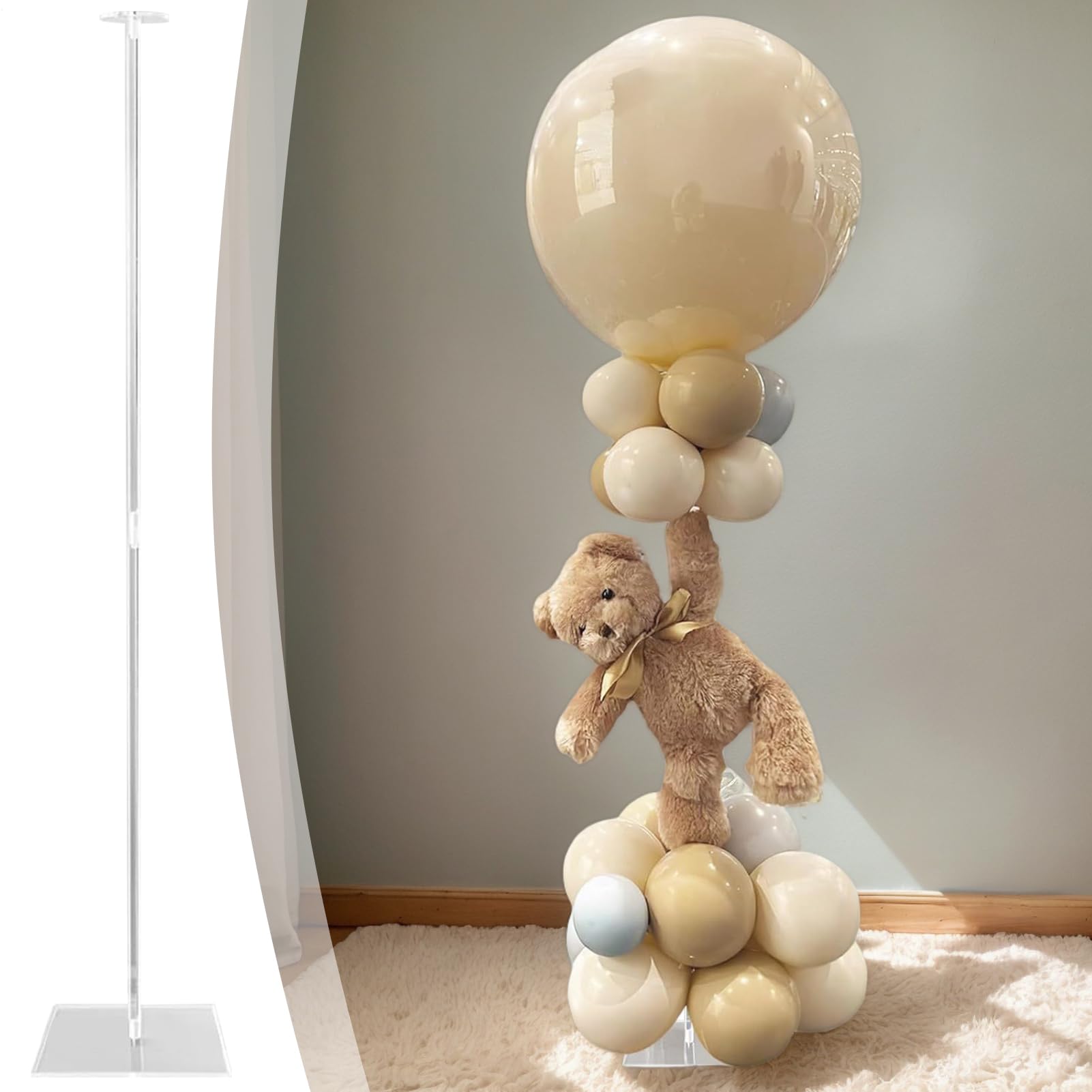 Tischballonständer – transparenter Ballonständer aus Acryl, 80 cm, 4 Stück, transparent, für Events, Hochzeiten, Geburtstage, Partys, Dekorationen