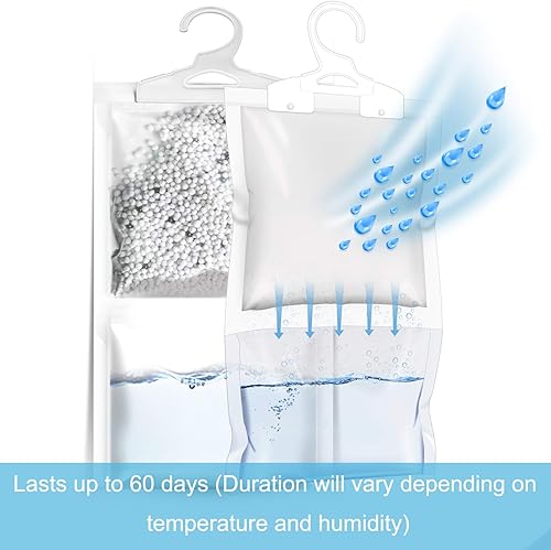 Miniatura 4 de ZSZMFH Paquete de 6 bolsas colgantes con absorción de humedad y eliminador de olores máximo, olor a carbón que elimina el olor húmedo a humedad,