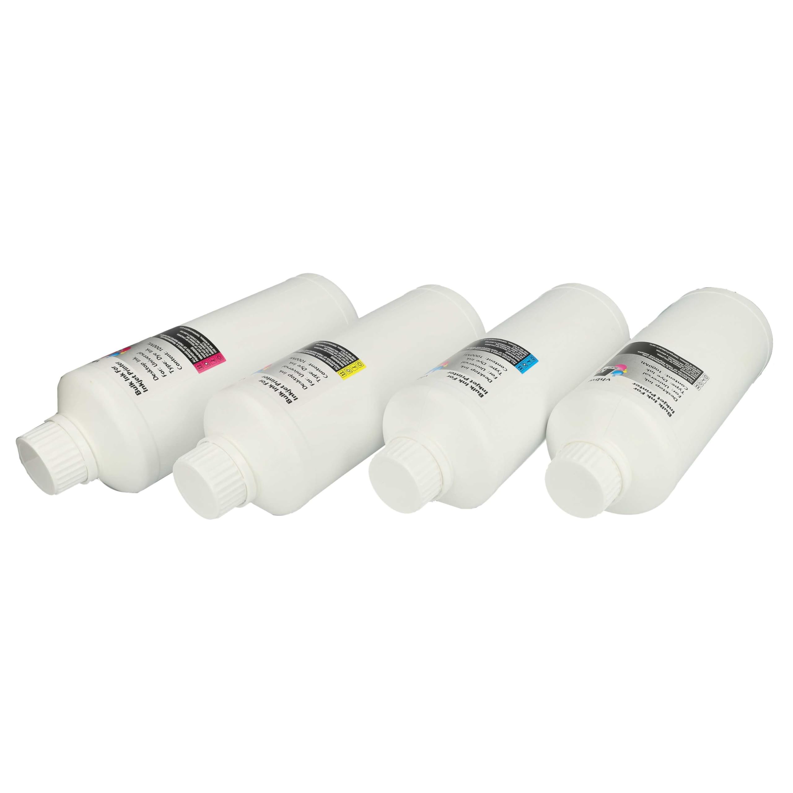 vhbw 4X Nachfülltinte für Drucker | Refillset Dye Cyan, Dye Magenta, Dye Schwarz, Dye Yellow, 1000ml