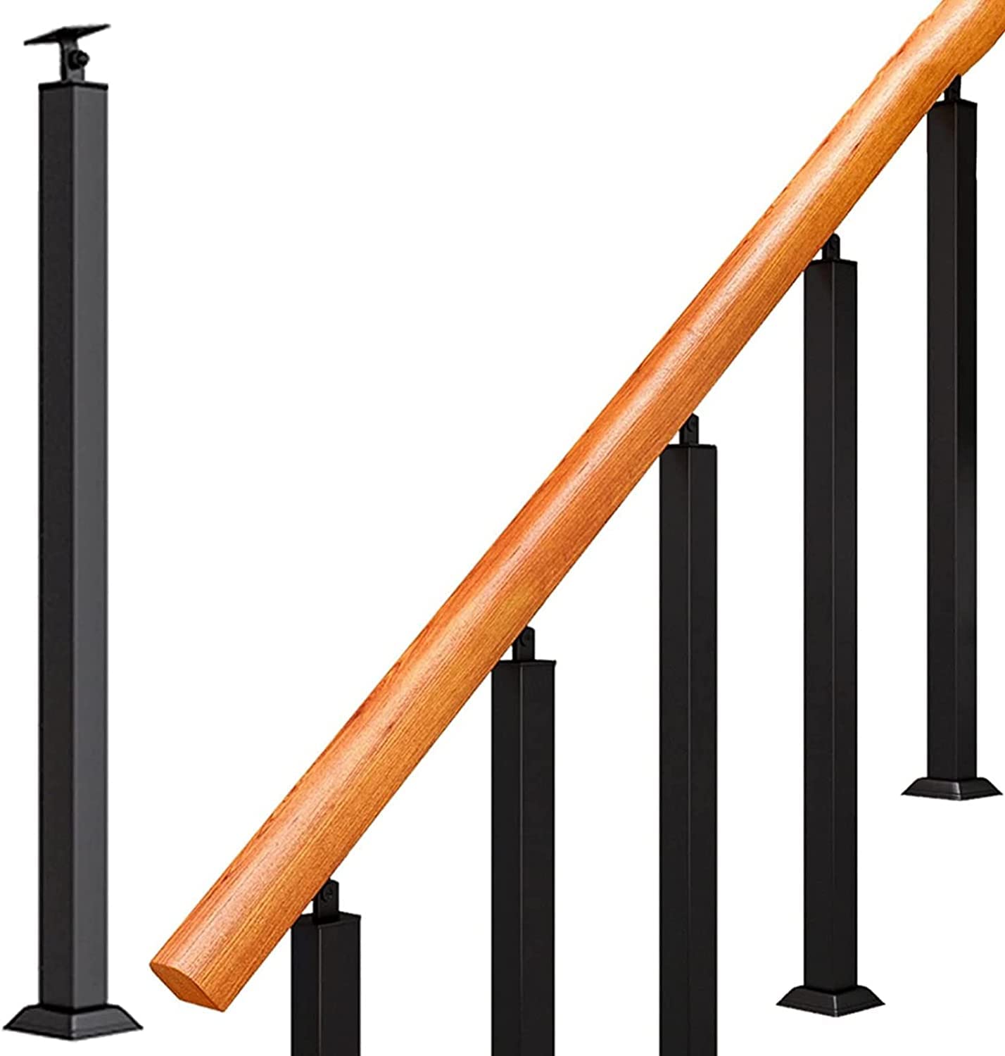 Poteau de garde-corps en métal noir premium pour habillage architectural