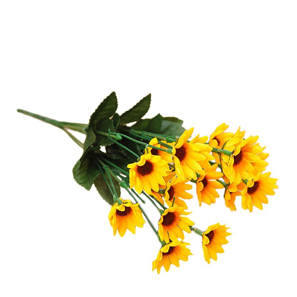 SoundsBeauty Artificial Flowers 15 Heads Faux Silk Sunflower Bouquet Home Cafe Office Wedding Decor Photography Prop Yellow