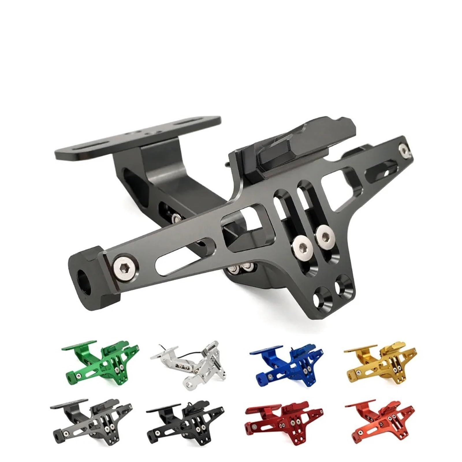 Soporte Matrícula para Suzuki para GSXR para GSX-R 600 750 1000 K1 K2 K3 K4 K5 K6 K7 K8 K9 Soporte para Marco Matrícula Motocicleta CNC con LED(Black)