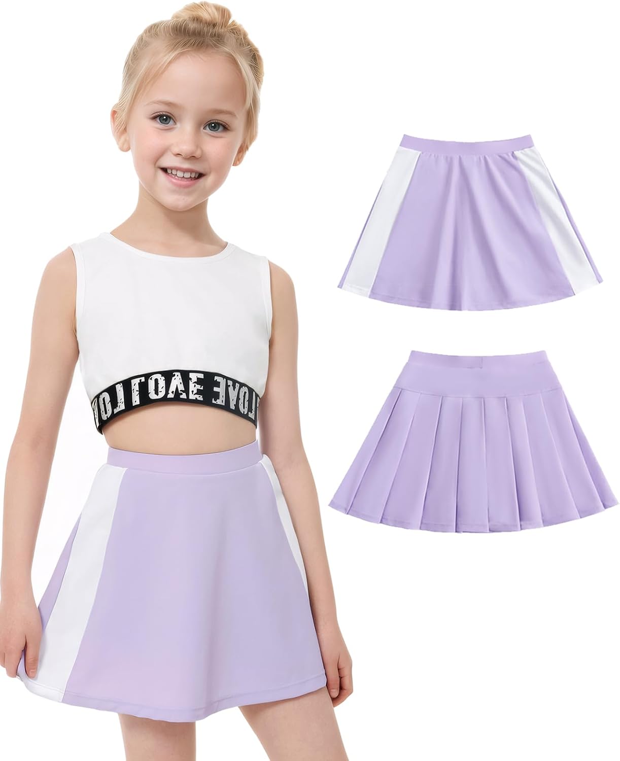Gogokids Girls Tennis Skirts with Pockets, Youth Golf Athletic Pleated Skorts with Lining Shorts A-line Mini Skater