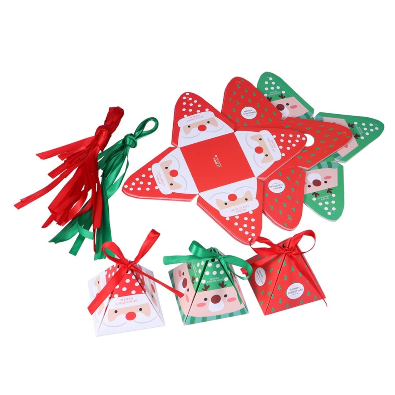 Abaodam 30 Pezzi Scatole di Carta Natalizie per Dolcetti Nastro, Design Classico Elegante, per Regali e Bomboniere a Tema Natale