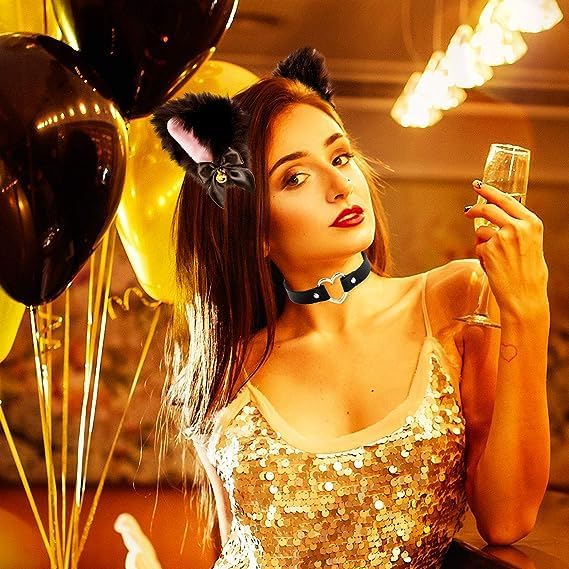 Miniatura 3 de UN UNITEDTIME Disfraz de gato negro para mujer, accesorios de disfraz de gato negro, disfraz sexy para mujer, máscara de Halloween para adultos,