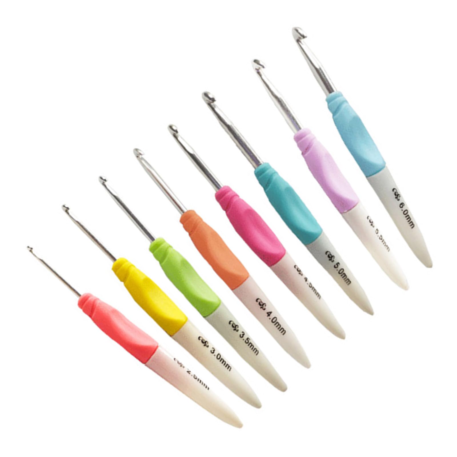 8Pcs Ergonomic Crochet Hook 2.5mm-6mm Ergonomic Crochet Needle for Beginner Knitting Crocheting Sweater Scarf Gloves Crafting and Knitting Supplies