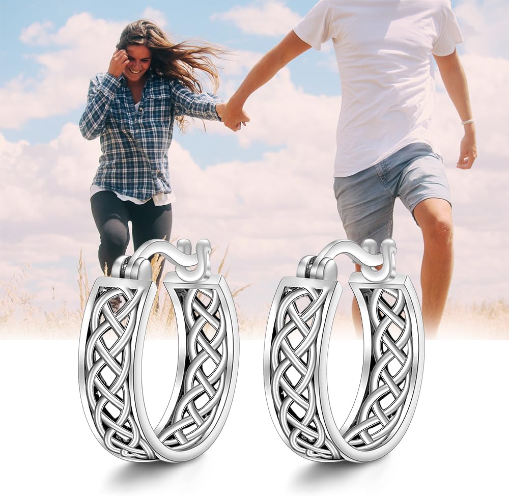 Celtic Earrings 925 Sterling Silver Celtic Knot Earrings for Women Hoop Luck Irish Celtics Jewelry Infinity Birthday Gift - Image 9