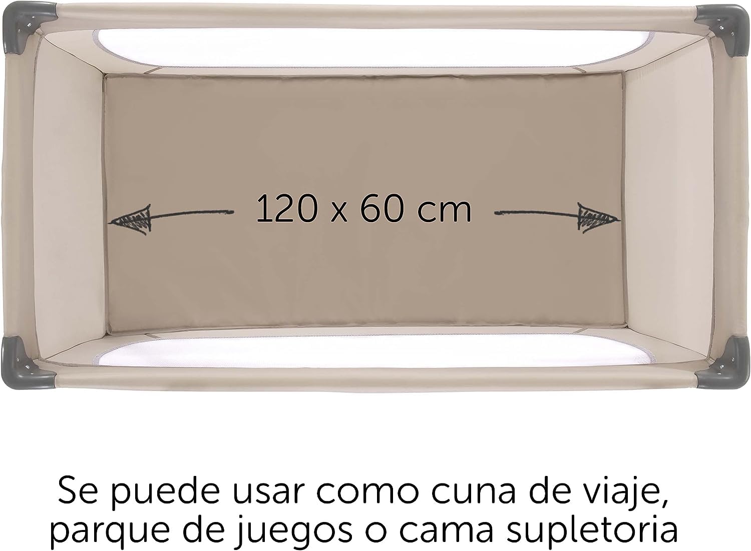 hauck Dream N Play Set de Cuna de Viaje Bebe con Colchon y Mosquitera - Parque Infantil Plegable y Portátil con Accesorios - Bolsa de Transporte – Montaje Fácil - Beige