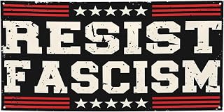 3x6 FT Resist Fascism Banner Signs Democracy Protest Political Motivational Banners Flag Large Wall Decor with 4 Metal Grommets