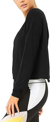 Miniatura 3 de Bestisun - Camisetas de entrenamiento de manga larga para mujer, tops de yoga y baile, ropa atlética de espalda abierta para mujer
