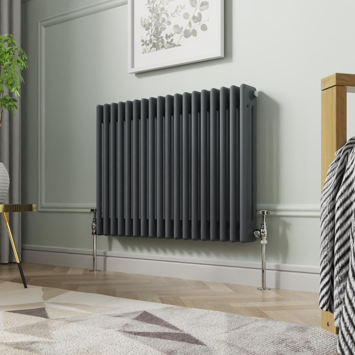 NRG 600 x 830mm Anthracite Horizontal Cast Iron Radiator Triple Panel