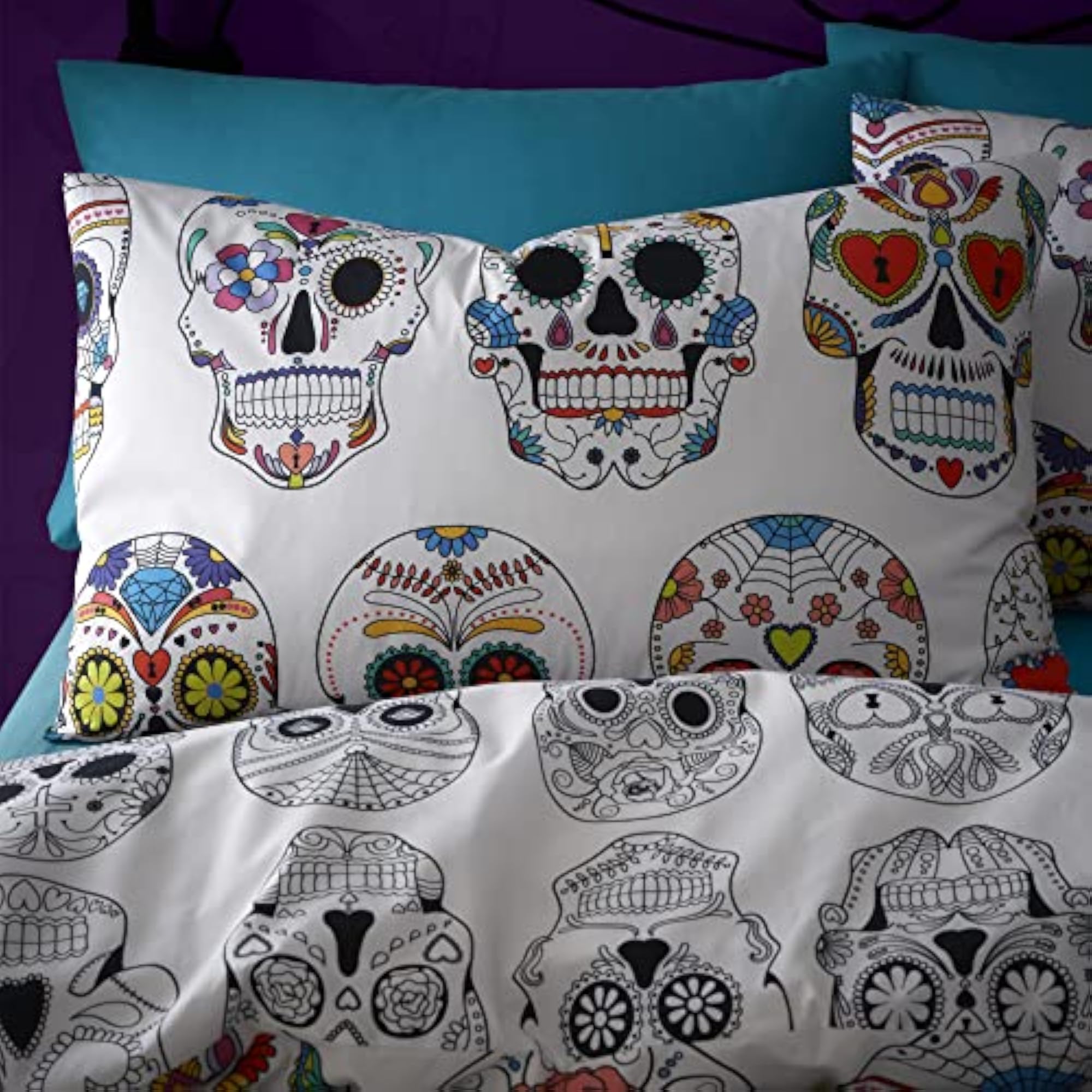 Halloween Skulls Duvet Cover Set - Single Bed Size