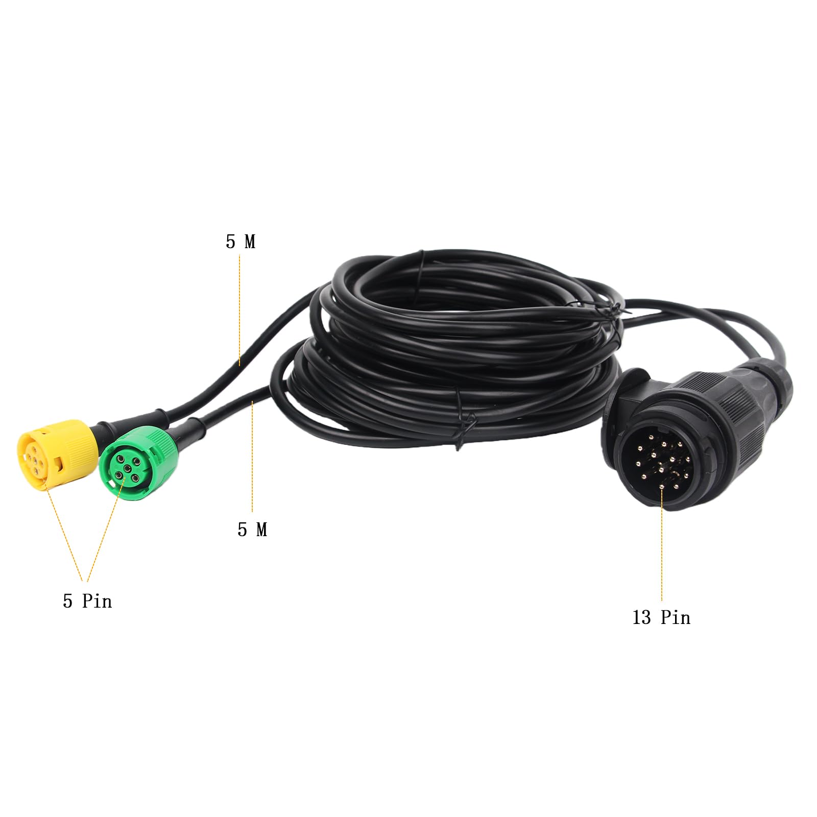Cable de remolque precableado enchufe 13Pin Cableado 2x 5 Pin con conector bayoneta 5M/16,4FT para cableado remolque coche luces traseras