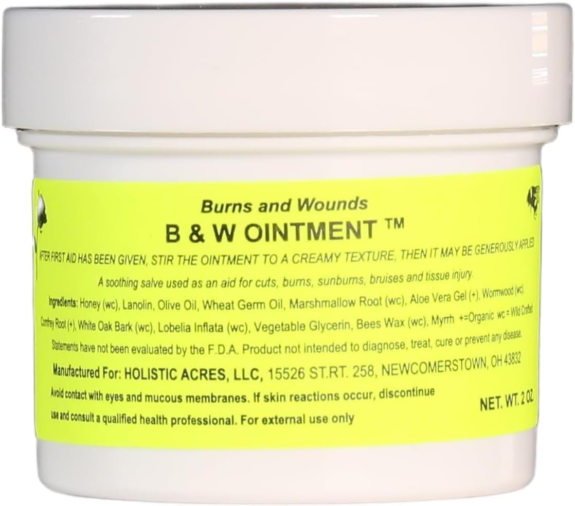 B & W (Burn and Wound) Ointment, 57g Container com Ingredientes Naturais