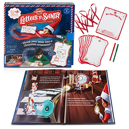 The Elf on The Shelf: Letters to Santa - Send Shrinking Christmas Lists to Santa through your Elf- 18 Piece Gift Set Includes Magic X-mas Paper Mrs Claus Press Ribbon Sashes Markers and Parchment