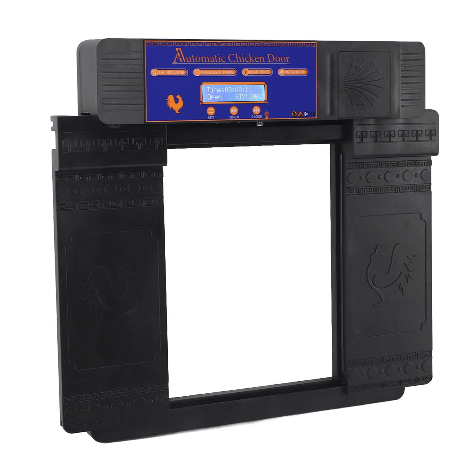 Fdit Abridor Automático de Puerta de Gallinero con Sensor de Luz y Control Remoto para Aves de Corral y Patos (BLACK)