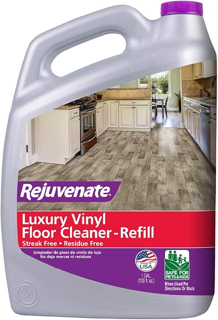 Rejuvenate High Performance Luxury Vinyl Tile Plank Floor Cleaner pH Neutral Formula Doesn't Leave Streaks or Dulling Residue 128oz