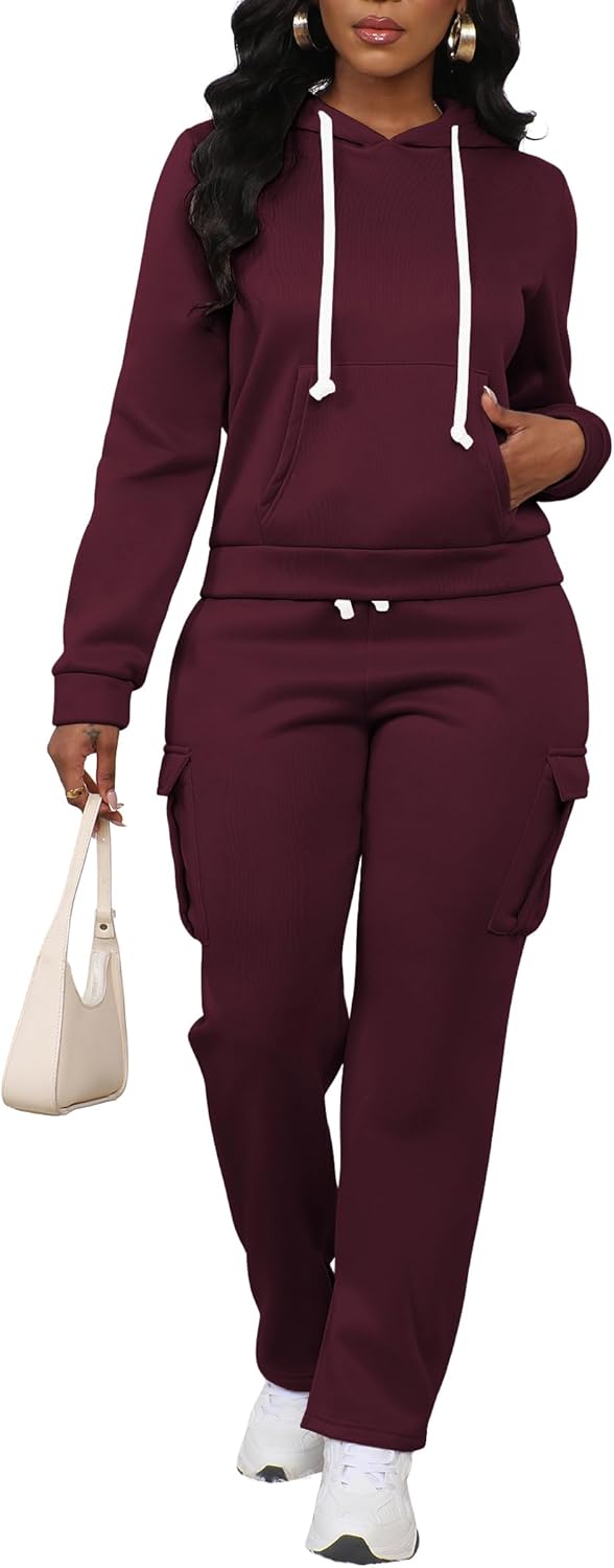 LovelyWholesale Womens Sweatsuits 2 Piece Set Hoodies and Cargo Sweatpants Sets - Image 3
