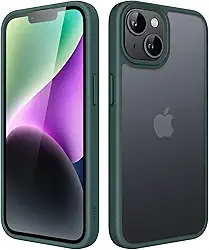 JETech Capa Fosca para iPhone 14 6,1 Polegadas, Case Proteção Contra Quedas de Grau Militar à Prova de Choque, Traseira Translúcida Fosca para Telefone, Anti-Impressão Digital (Verde Escuro)