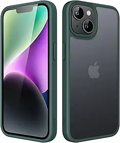 JETech Capa Fosca para iPhone 14 6,1 Polegadas, Case Proteção Contra Quedas de Grau Militar à Prova de Choque, Traseira Translúcida Fosca para Telefone, Anti-Impressão Digital (Verde Escuro)