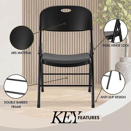 Miniatura 4 de Amazing for less Silla plegable de plástico resistente, paquete de 2, sillas plegables de capacidad de 450 libras para interiores y exteriores,