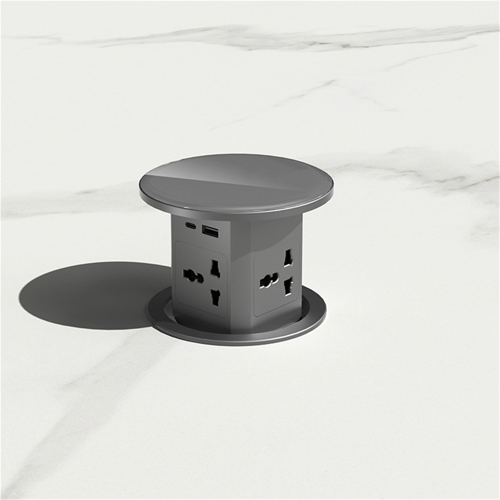 Wyskakujące gniazdo, Wysuwane Gniazdo Ładowania Bezprzewodowego USB Uniwersalne Automatyczne Podnoszenie Zabezpieczenie Przed Przytrzaśnięciem Na Biurko do blatów kuchennych(Gray,4outlets+USB+typeC)