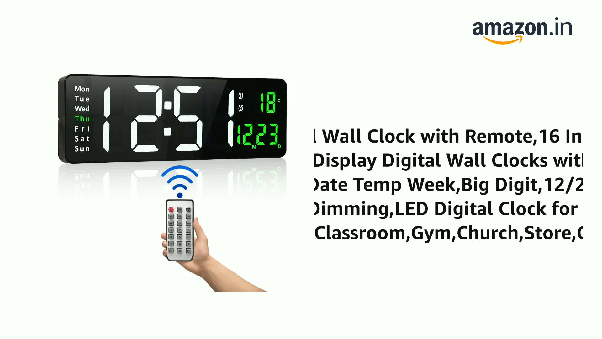Buy PiKaPiKaP Plastic Digital Wall Clock with Remote,16 Inch Large
