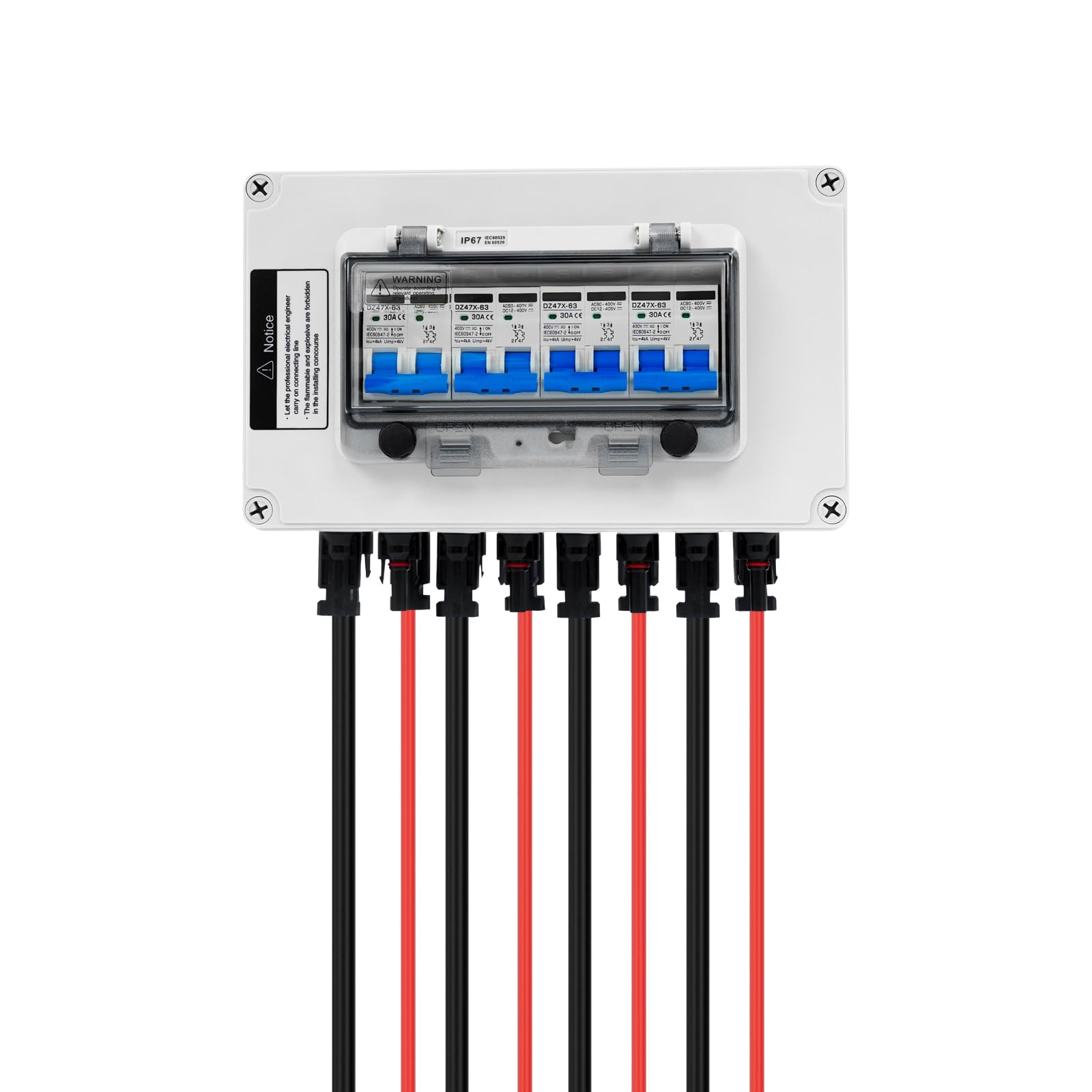 Odłącznik DC 15 A/30 A 400 V, wyłącznik nadprądowy, ochrona przed przepięciem PV, do instalacji solarnych, systemu PV, elektrowni balkonowych, kamperów, fotowoltaicznych, IP67 (2 w 2 na