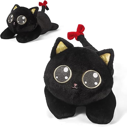Miniatura 1 de ZPIUU Animales de peluche con peso de gato de 24 pulgadas, animales de peluche grandes, gatos negros, juguetes de almohada con peso Kawaii y lindos