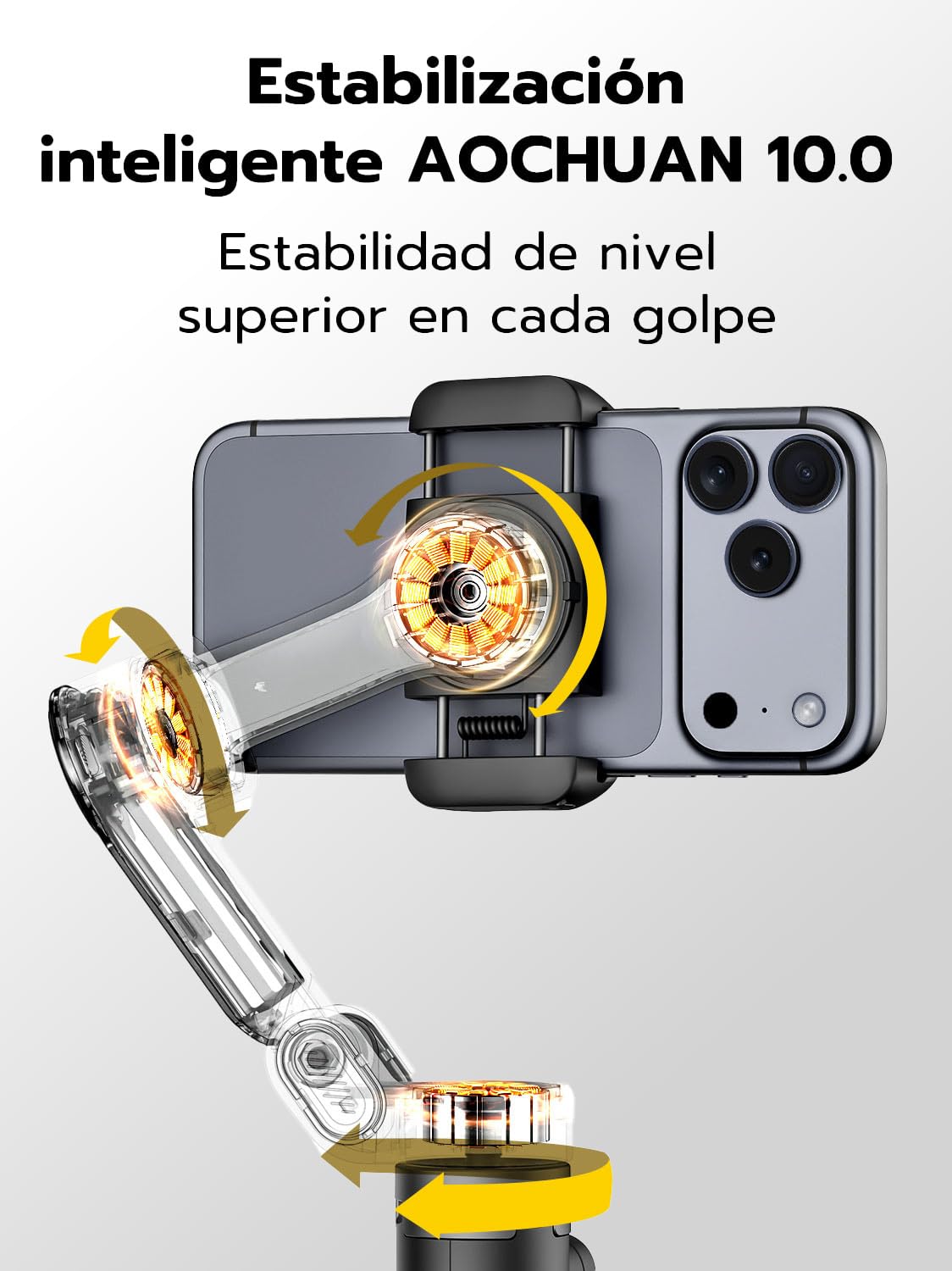 AOCHUAN Estabilizador de cardán para iPhone con reconocimiento Facia, estabilizador para Smartphone con Apertura de trípode con un Solo Clic, Control Remoto y Varilla de extensión de 50 cm, Smart X3