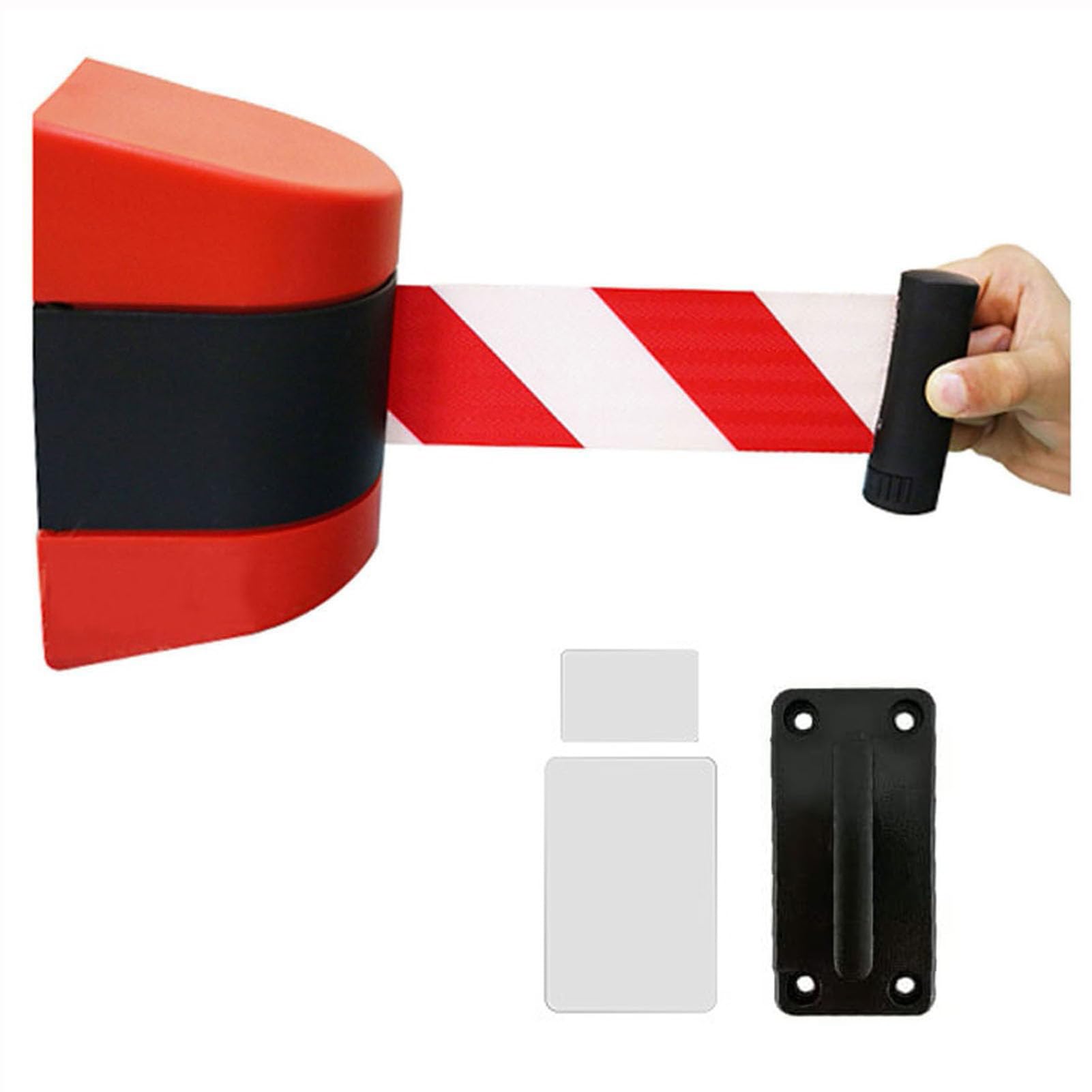 Wysuwana bariera paska do kontroli tłumu, samoprzylepny sznurek bezpieczeństwa do montażu na ścianie, łatwa instalacja do użytku wewnątrz/na zewnątrz, idealna na imprezy i kolejki