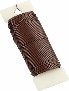 Floral Wire, 22 Gauge, Coffee Color, 38 Yards | Metal Flexible Paddle Wire for Wreath Making Jewelry Craft Flower Arrangement Garland