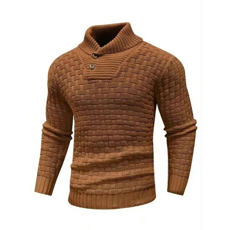 Men's Pullover Plaid Long Sleeve Knitted Warm Knitted Autumn and Winter Sweater3