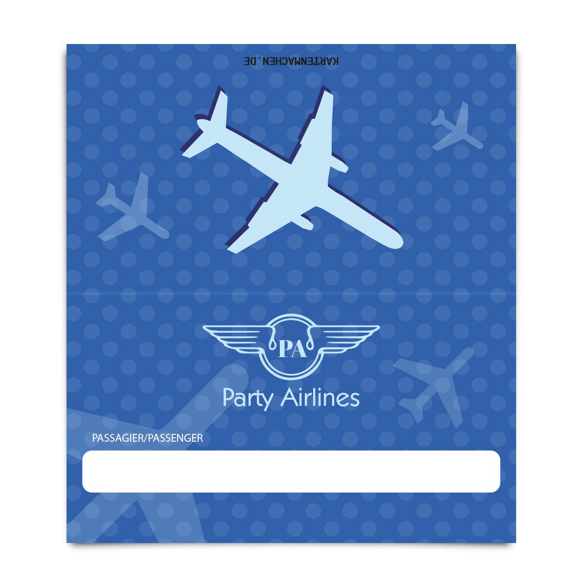 80 x Blanko Platzkarten Namenskarten Tischkarten Geburtstag Hochzeit - Flugticket in Blau