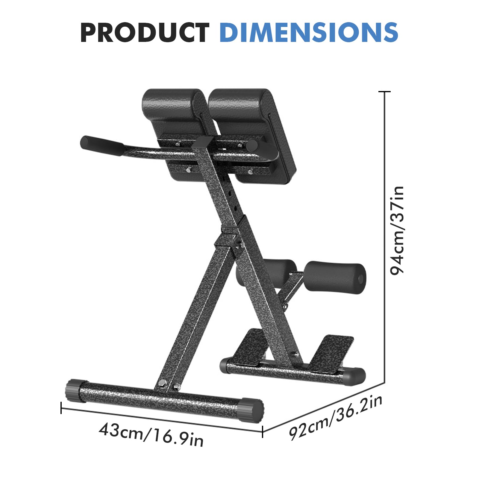 Hyperextension - Sedia romana pieghevole, allungamento della schiena e allenamento addominale, 8 sedie romane regolabili, panca per iperestensione, glutei, tendine del ginocchio, allenamento