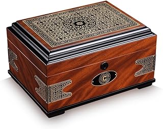 Vintage Cigar Humidor Case, Portable Cigar Humidors, Cigar Storage Box with Hygrometer and Humidifier, Cedar Wood Lined and Removable Cedar Tray Divider Desktop Cigar Box