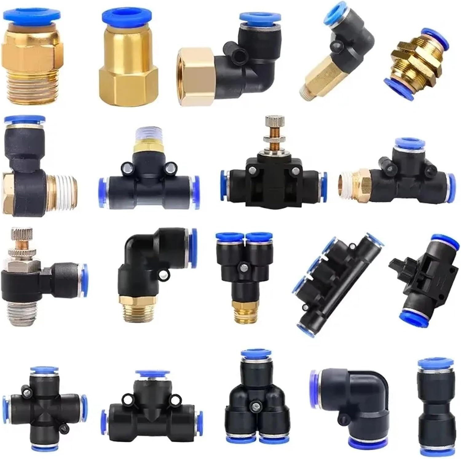 1pcs Pneumatic Air Connector Fitting PC PCF/PL/PLF 4/6/8/10/12mm Thread 1/8 1/4 3/8 1/2 Hose Fittings Pipe Quick Connectors(6-02,SL)
