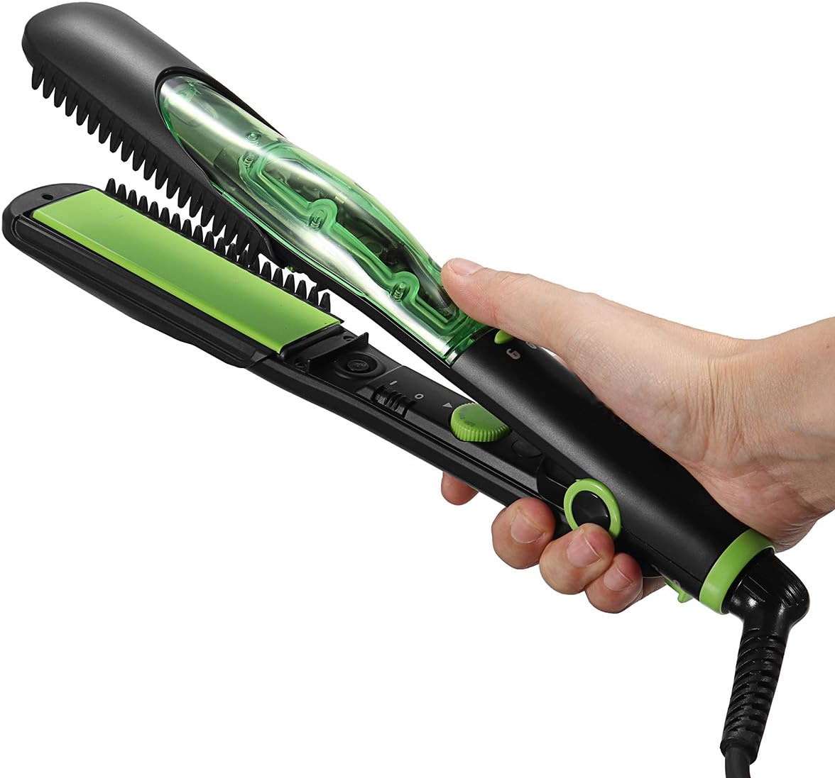 Professional Ceramic Steam Hair Straightener 110-240V Salon Styler For Dry & Wet EU Plug Automatic 6 Steam Holes Negative Ions #XX006