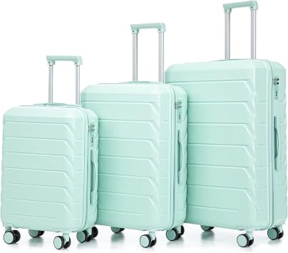 20"/24"/28" 3 pcs/set in ABS Spinner Wheel Luggage, Matching Color, With Combination Lock Mint Green
