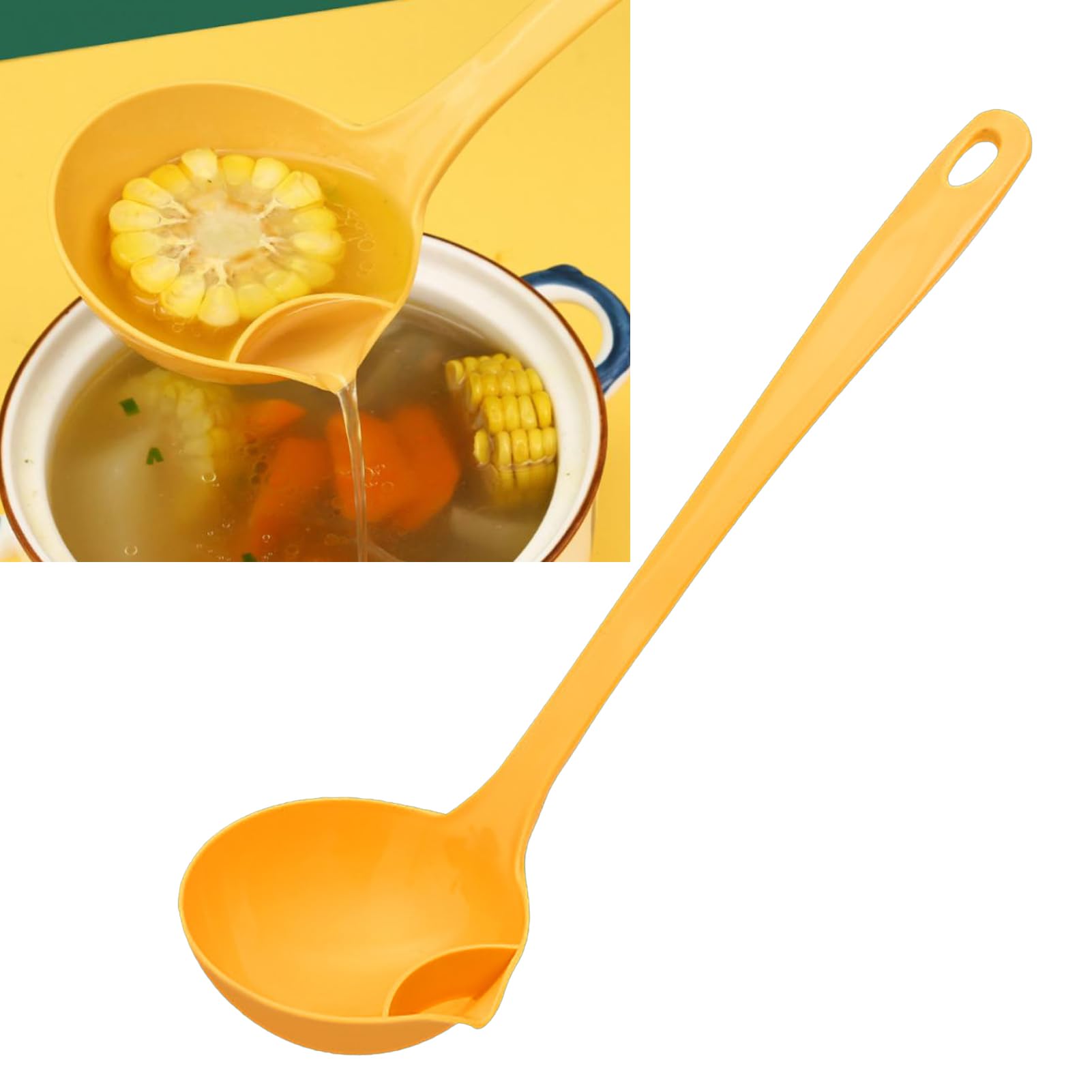 Ladle Spoon 3.7 x 12 Inch Plastic Fat Separator Food Skimmer Spoon Cooking Oil Gravy Remover Strainer Ladle for Soups,Sauces,Stews
