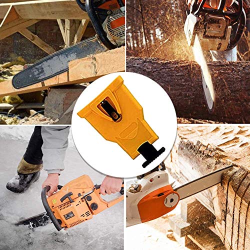 K KERNOWO Chainsaw Sharpener, Chainsaw Teeth Sharpener Fast Sharping Stone Grinder Tools Chain Saw Blade Sharpener Work for 14/16/18/20 Inch Two Holes Chain Saw Bar. (Yellow)
