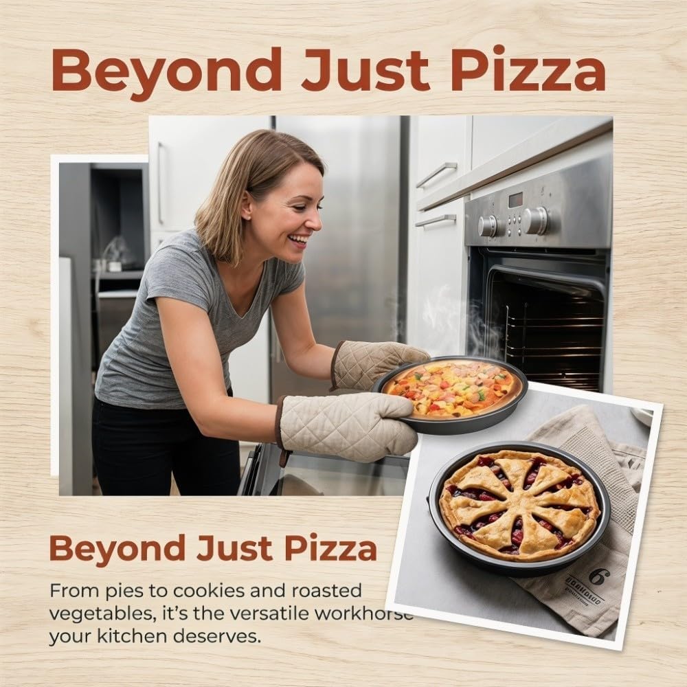2Pcs Pizza Pan Deep Dish - Carbon Steel Nonstick Baking Pan, Thickened Round Bakeware for Pizza, Pie and Cookies, Black(6 in)