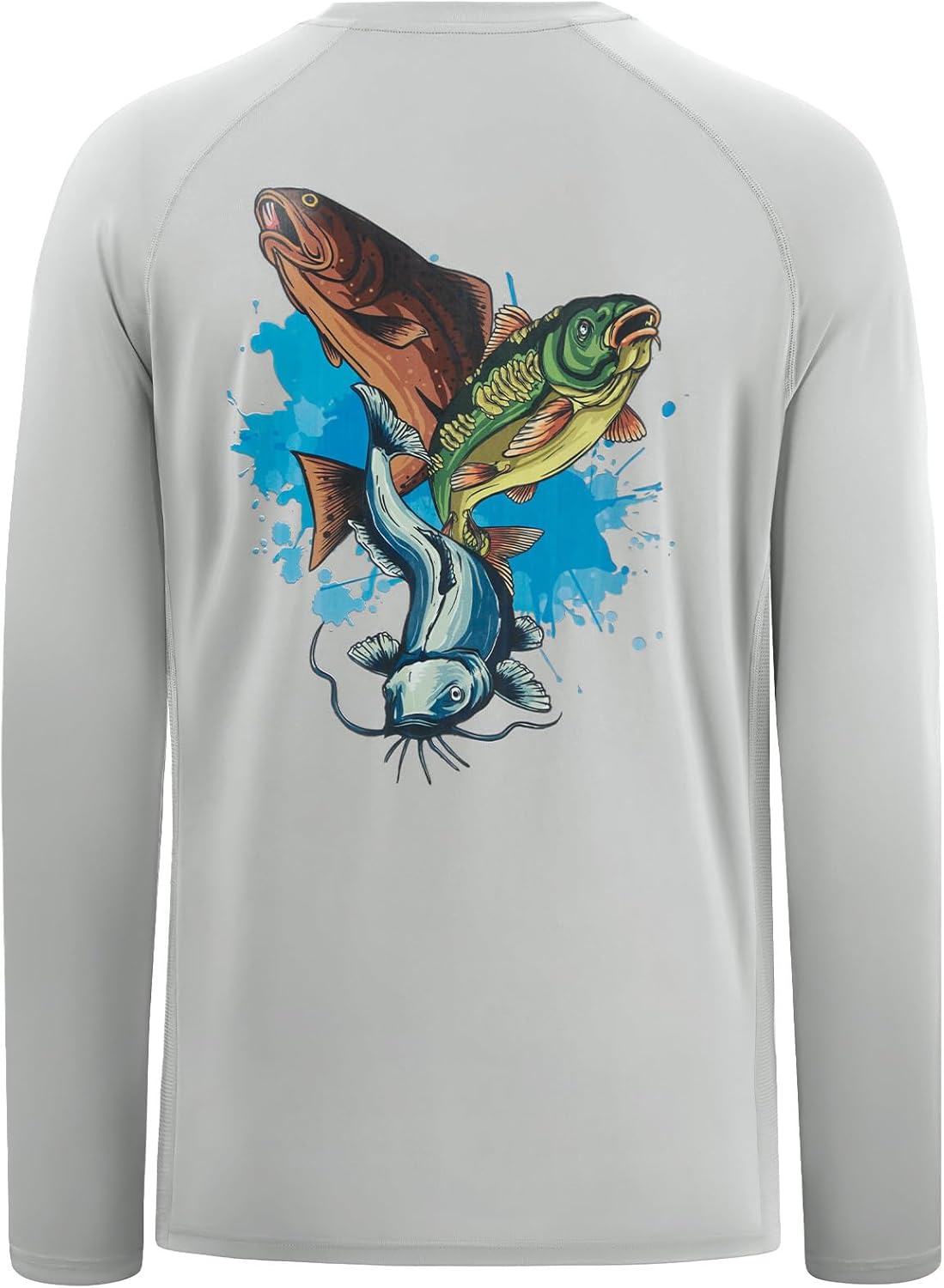 BASSDASH Men’s Fish Graphic UPF 50+ Long Sleeve Fishing Shirts Sun Protection Breathable Moisture Wicking T-Shirt