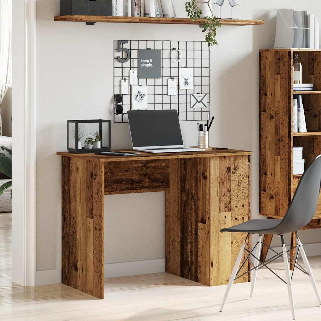 Biurko o wyglądzie starego drewna, materiał drewnopochodny, 100 x 55 x 75 cm, z 2 półkami, nowoczesny stolik pod komputer do biura, biura domowego, gabinetu i salonu