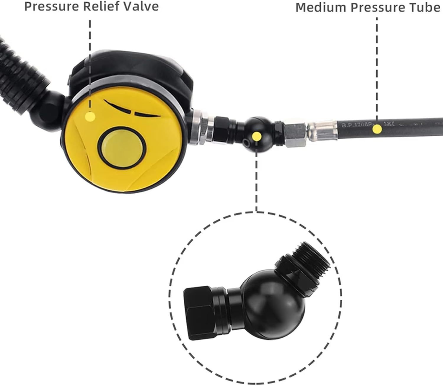 Scubas Diving Regulator Connector Universals Breathing Adapter 360 Degree Adjustable Joint Tool Convertion Head Diving Regulator Connector