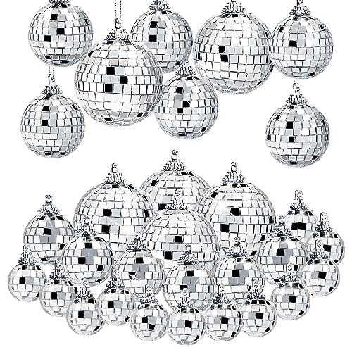 30 Pcs Disco Balls - Hanging Mirror Disco Ball Ornaments, Last Disco Party Decorations for Disco Themed Bachelorette Decor Different Sizes with Rope (2.36 Inch, 1.97 Inch, 1.57 Inch, 1.2 Inch)